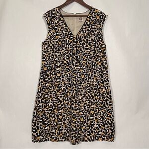 Anne Klein Sleeveless Black/Yellow Leopard Print Dress